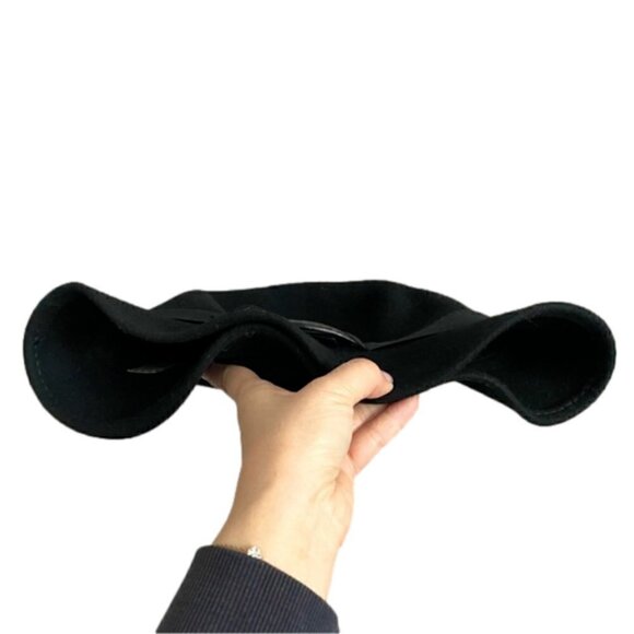 Vintage Charles Jourdan Paris Black Wool Brim Hat - Small 🇫🇷 - Picture 9 of 11